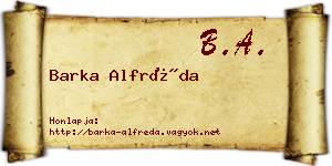 Barka Alfréda névjegykártya